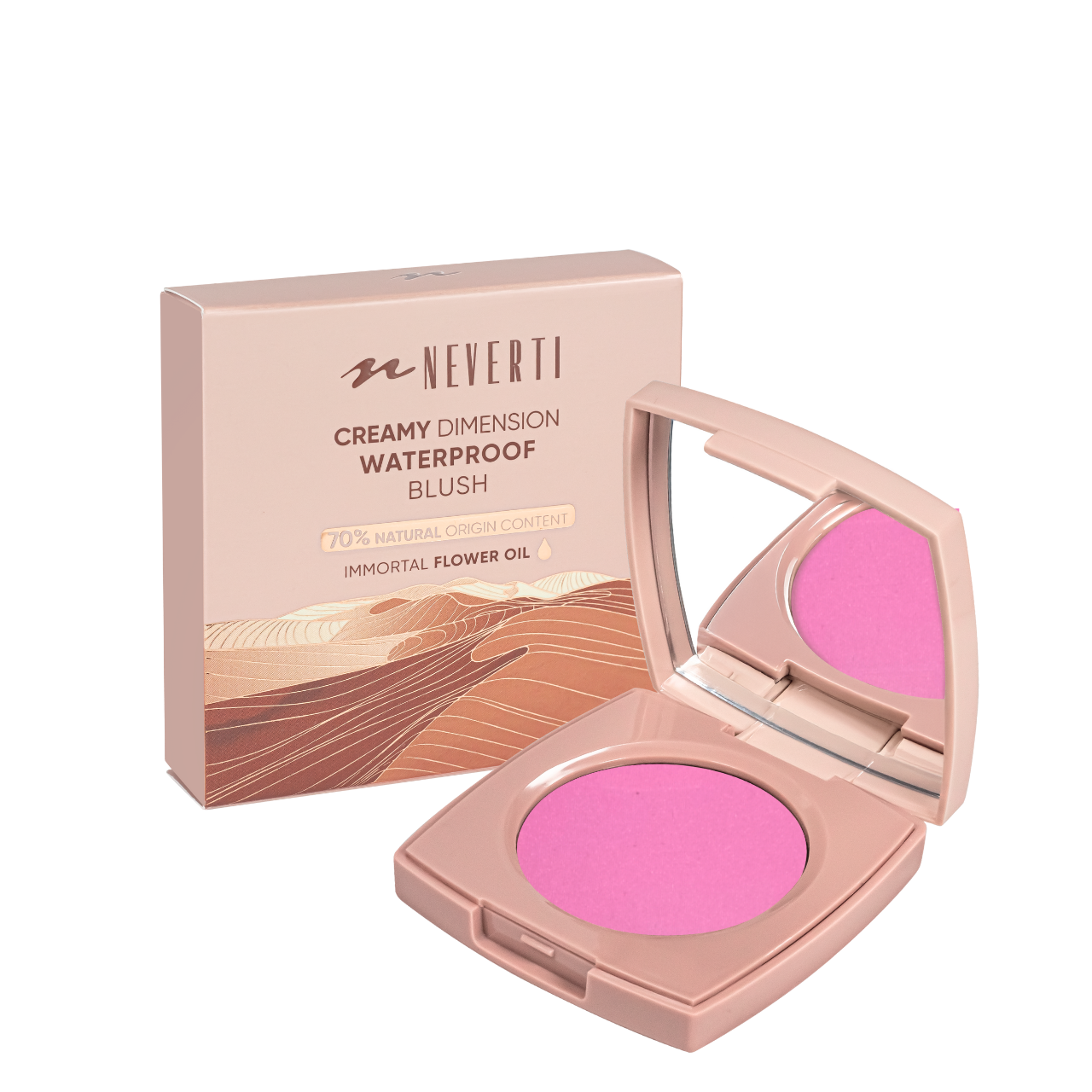 Рум'яна водостійкі компактні Neverti Creamy Dimension Waterproof Blush 6 г NP203 007 Peony Pink Яскраво-рожевий (13354628)