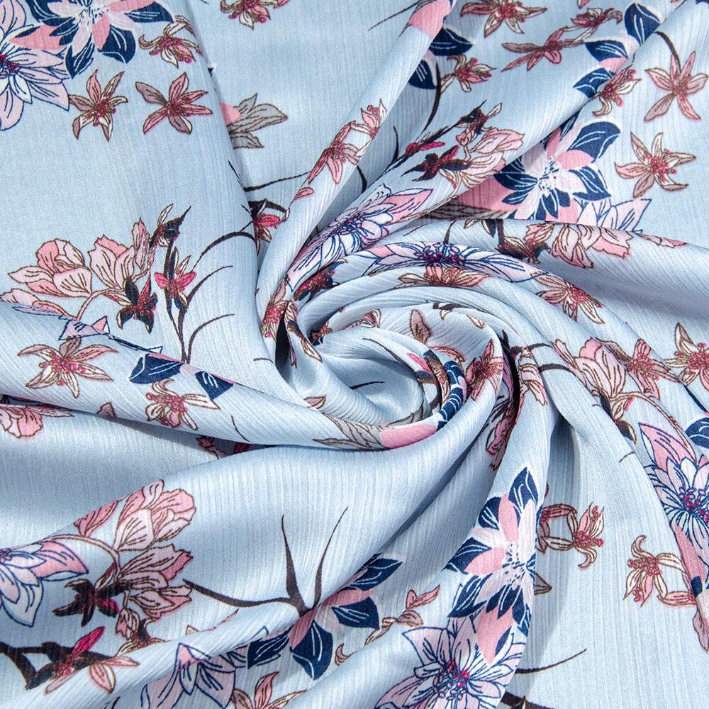 Тканина плательна атлас креш Мірабелла Блакитний (18532)