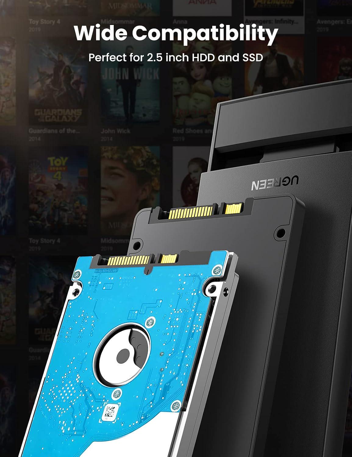 Корпус зовнішній для HDD SSD UGREEN 2.5" SATA III USB 3.0/5 Гбіт/с до 6 ТБ з кабелем Чорний (60353) - фото 6