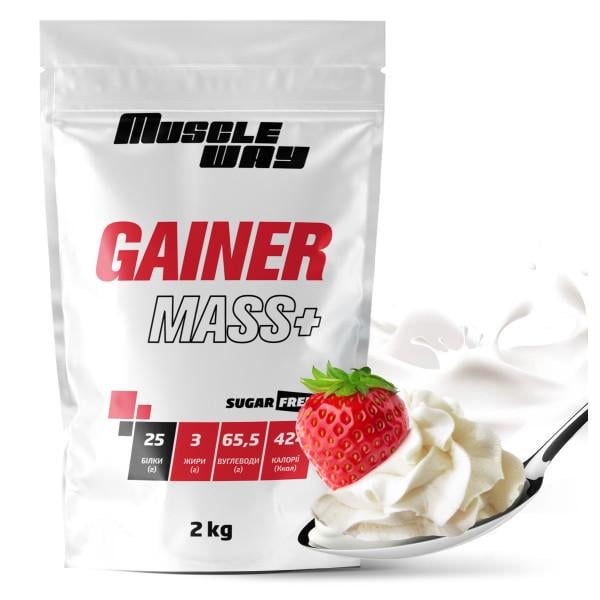 Гейнер вуглеводно-білковий для набору маси MuscleWay GAINER MASS+ Sugar Free в порошку 2 кг Крем-вершки (21-125-g-mw-rs2.7)