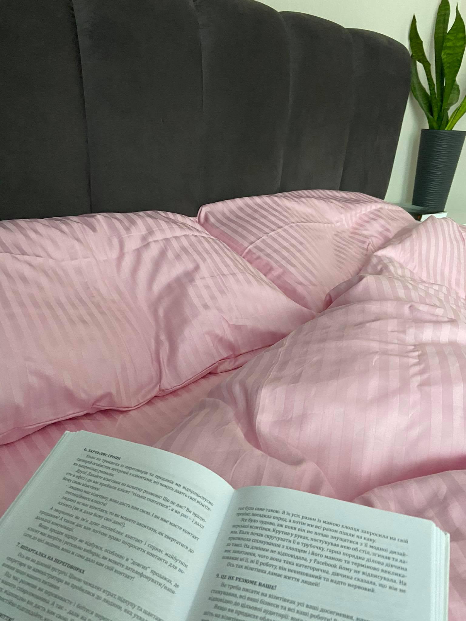 Комплект постільної білизни LILA Textil Home з преміум страйп-сатина полуторний Рожевий (11378136) - фото 2