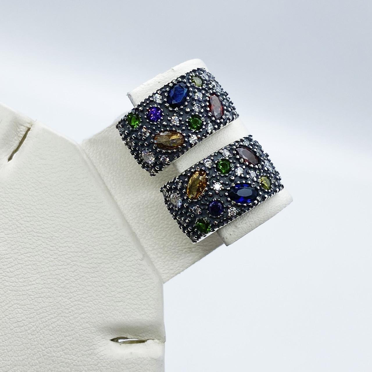 Серьги серебряные Бархат с фианитом 7,56 г (2141796509)