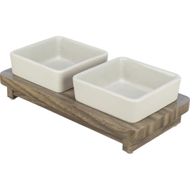 Миски керамические на подставке Trixie CityStyle 2х0,4л Белый (TX-24824)