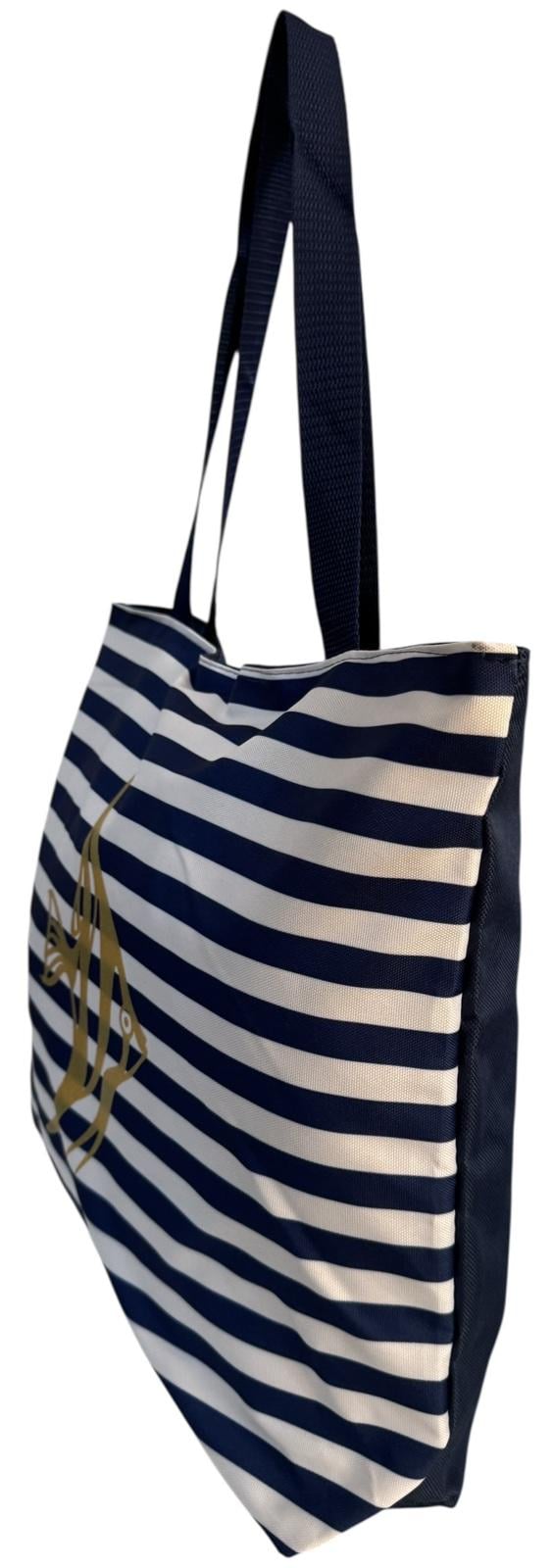 Сумка пляжна жіноча з тканини на блискавці у смужку Синьо-білий (2062) - фото 2 Сумка пляжна жіноча з тканини на блискавці у смужку Синьо-білий (2062) - фото 2