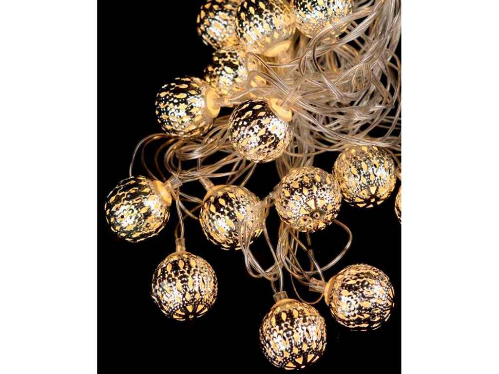 Гірлянда Кульки 20LED 5 м з перехідником Теплий білий/Срібний (1660-07)