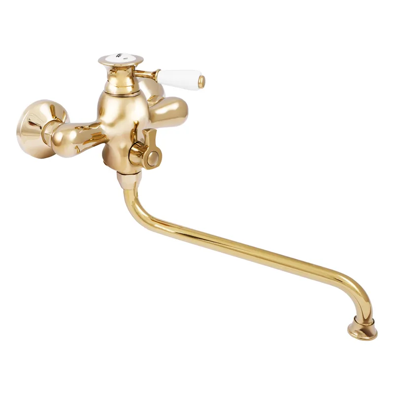 Смеситель для ванны Zerix Z2217-4 из силумина Золотой (ZX0458)