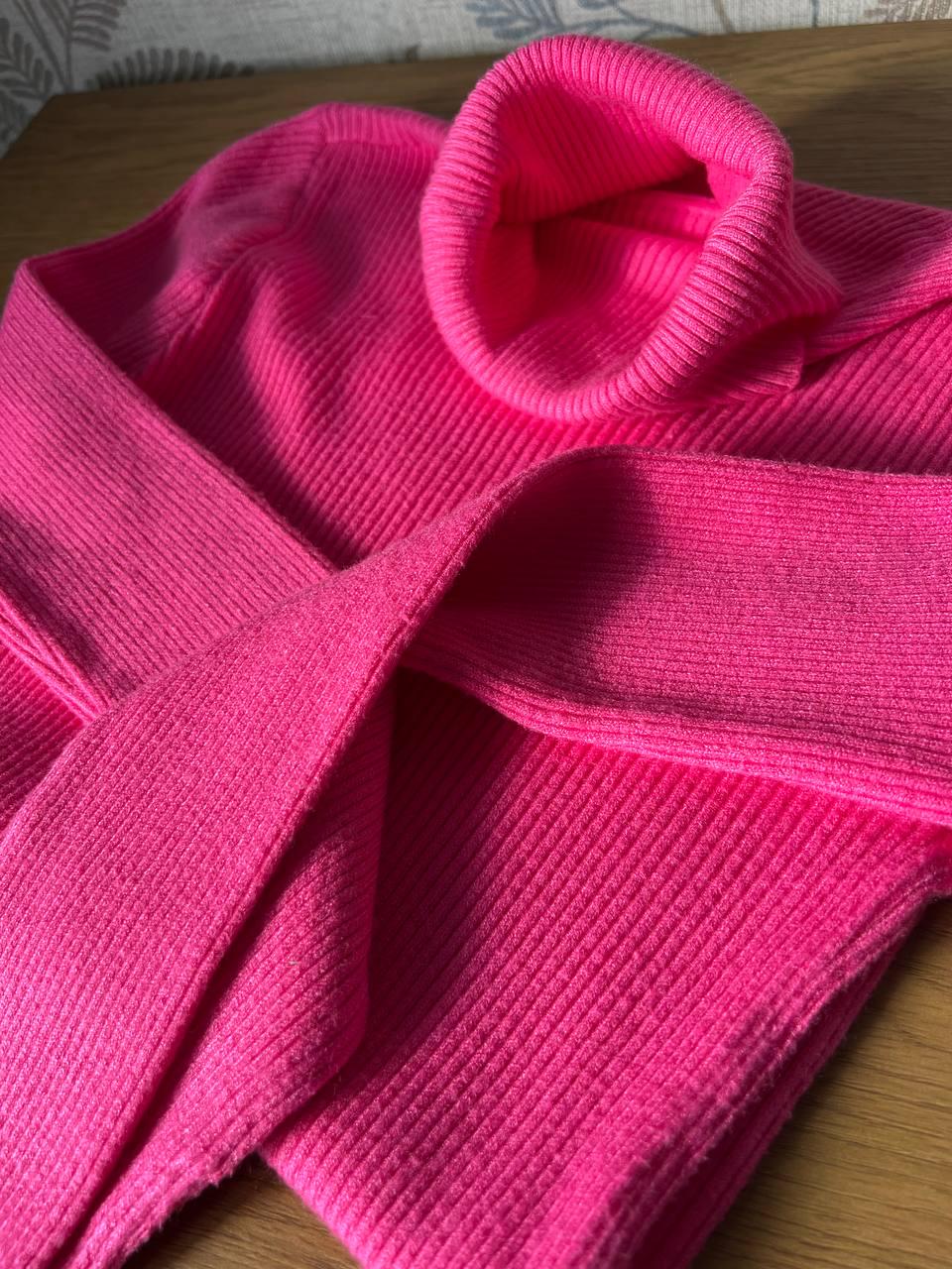 Светр жіночий A-N 920 водолазка гольф рубчик високий комір OS Малиновий (2933) - фото 2