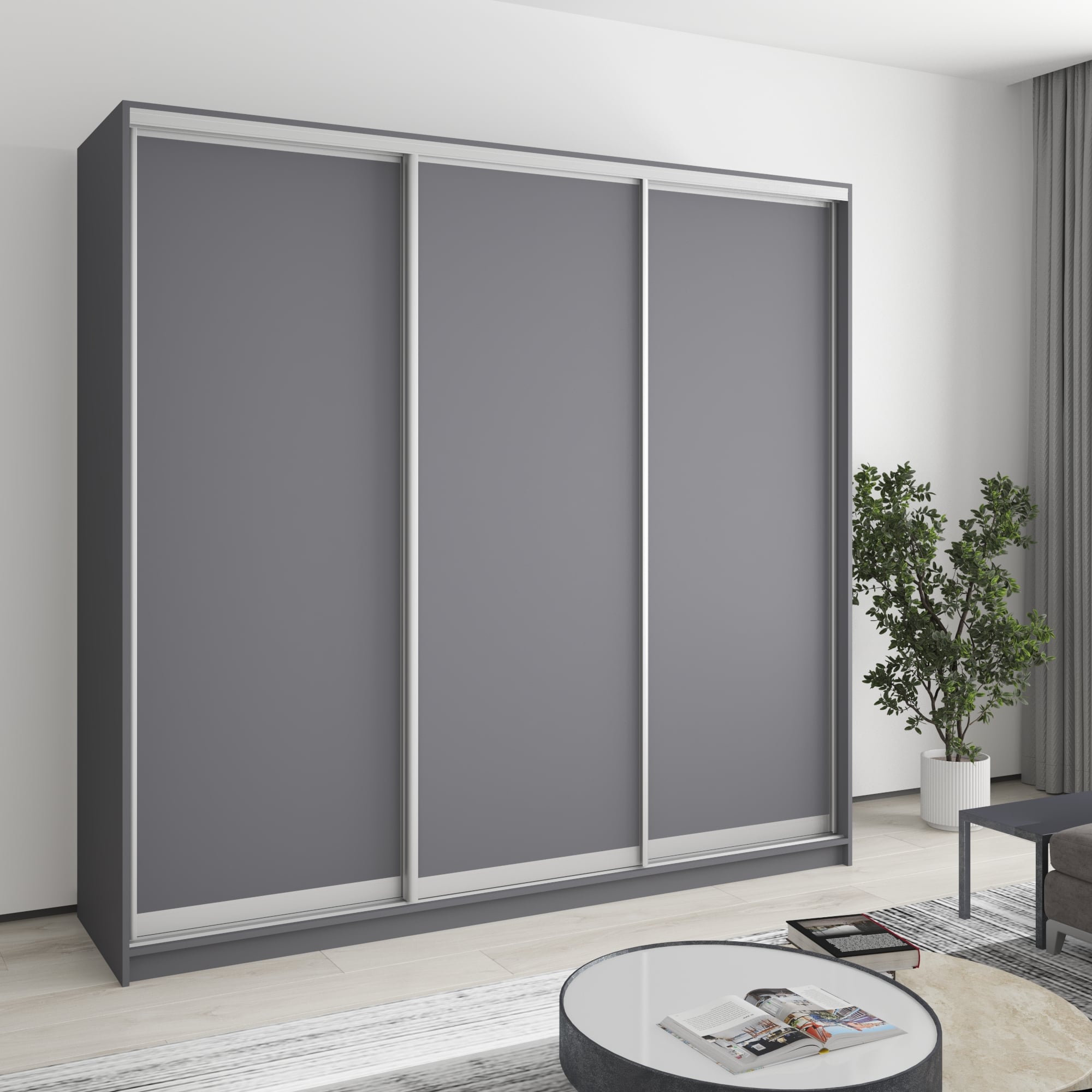 Шкаф-купе трехдверный Mebel Star Комбо AL MBS-3298 220х60х210 см Антрацит (1004468)