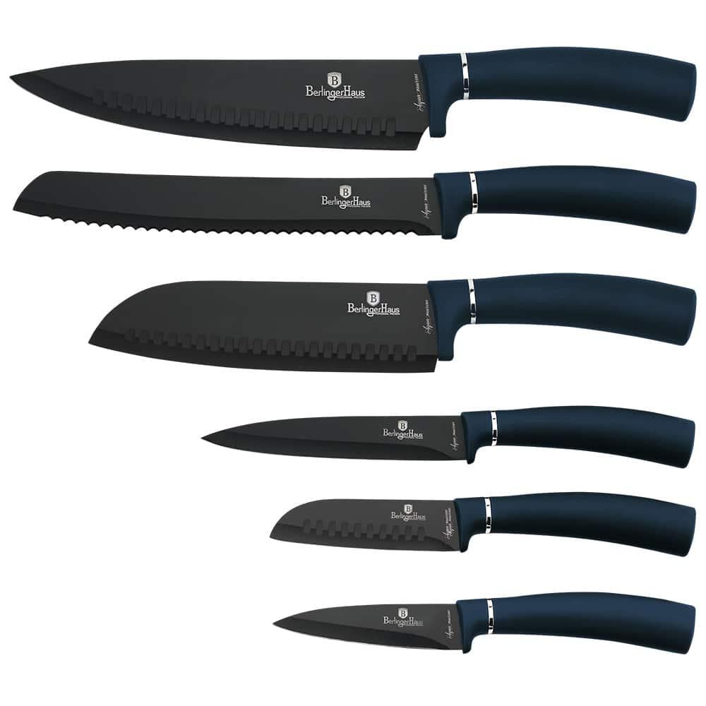 Набір ножів Berlinger Haus Metallic Line Aquamarine Edition кухарський/універсальний/для хліба/овочів/2 санток нержавіюча сталь 6 предметів