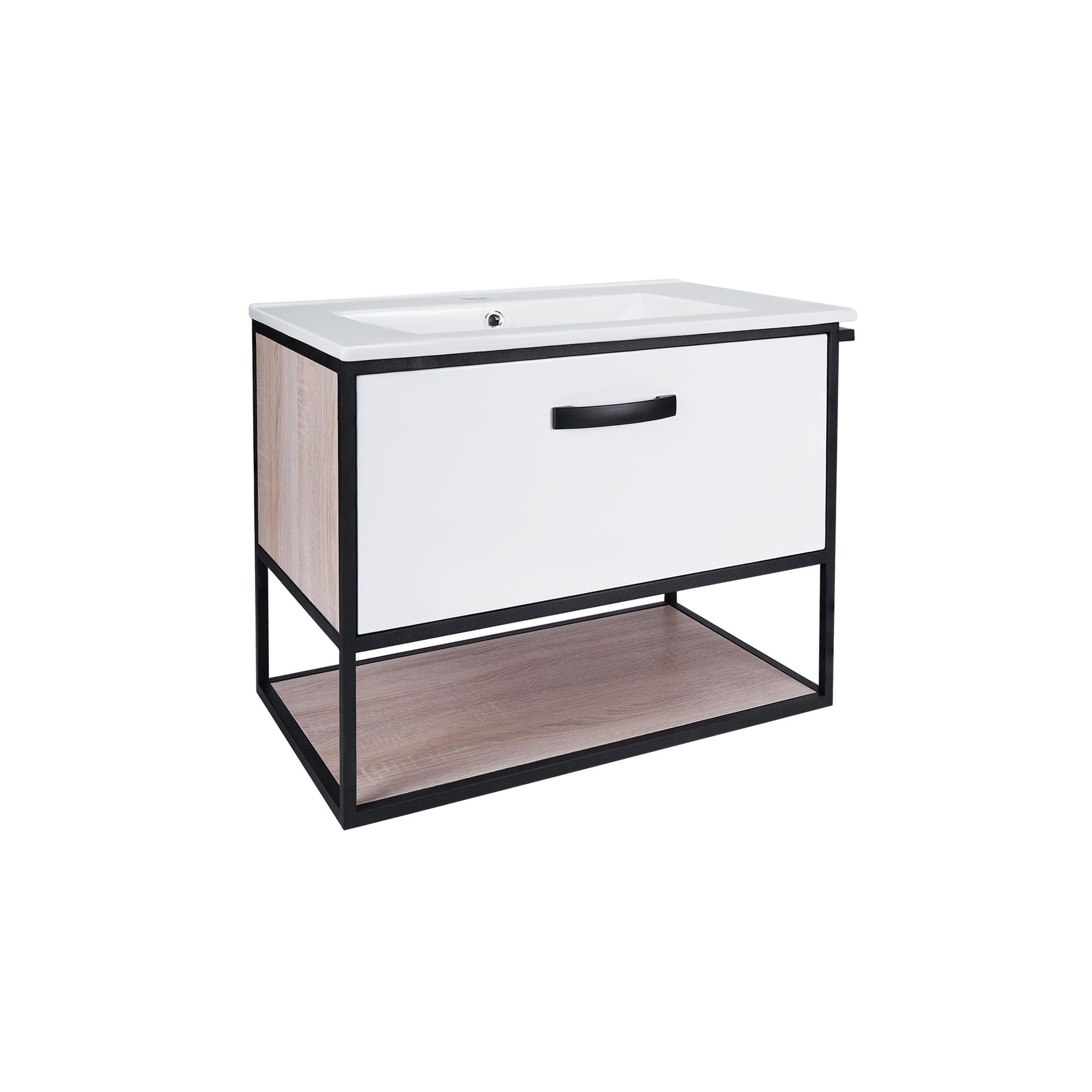 Тумба подвесная Qtap Taurus с врезной раковиной 600х580х437 мм oak White / Whitish (QT2472TPT603WWO)