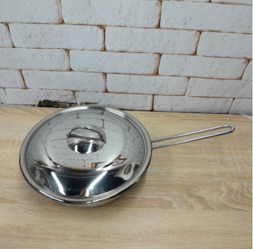 Сковорода стальная универсальная OMS с крышкой из нержавеющей стали 24 см (2004.24) - фото 5