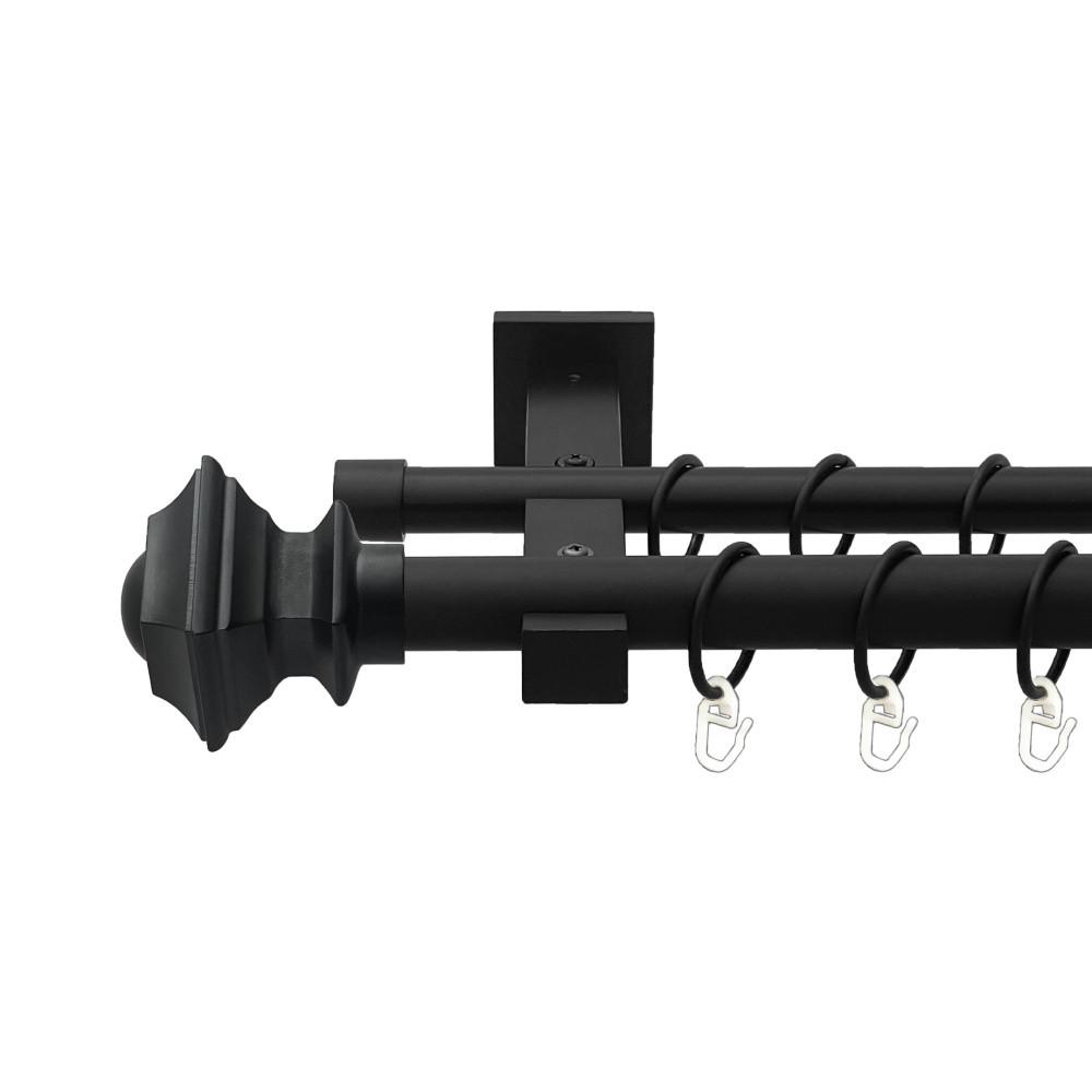 Карниз для штор Orvit Борджеза двухрядный 25/19 мм техно 200 см Черный бархат (000-8089)