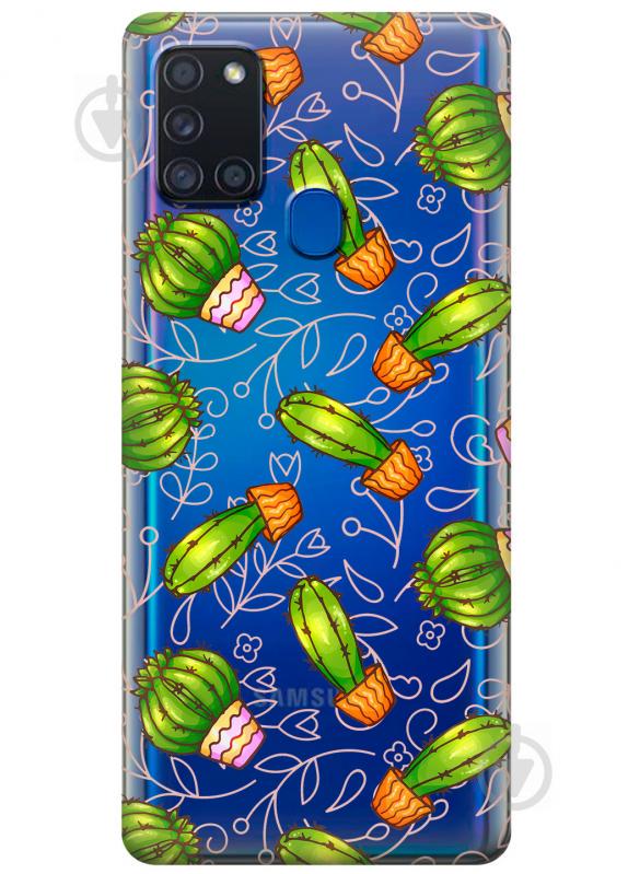 Силиконовый чехол iSwag для Samsung Galaxy A21s Арт кактусы (KS2799)