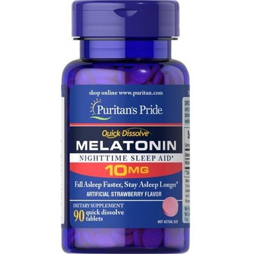 Мелатонін для сну Puritan's Pride Quick Dissolve Melatonin 10 мг 90 Tabs Strawberry Flavor