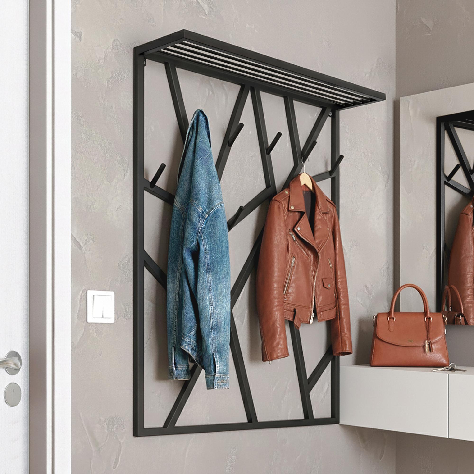 Вешалка для одежды настенная из металла Loft 800x200 мм H 1000 мм Черный (1556) - фото 2 Вешалка для одежды настенная из металла Loft 800x200 мм H 1000 мм Черный (1556) - фото 2