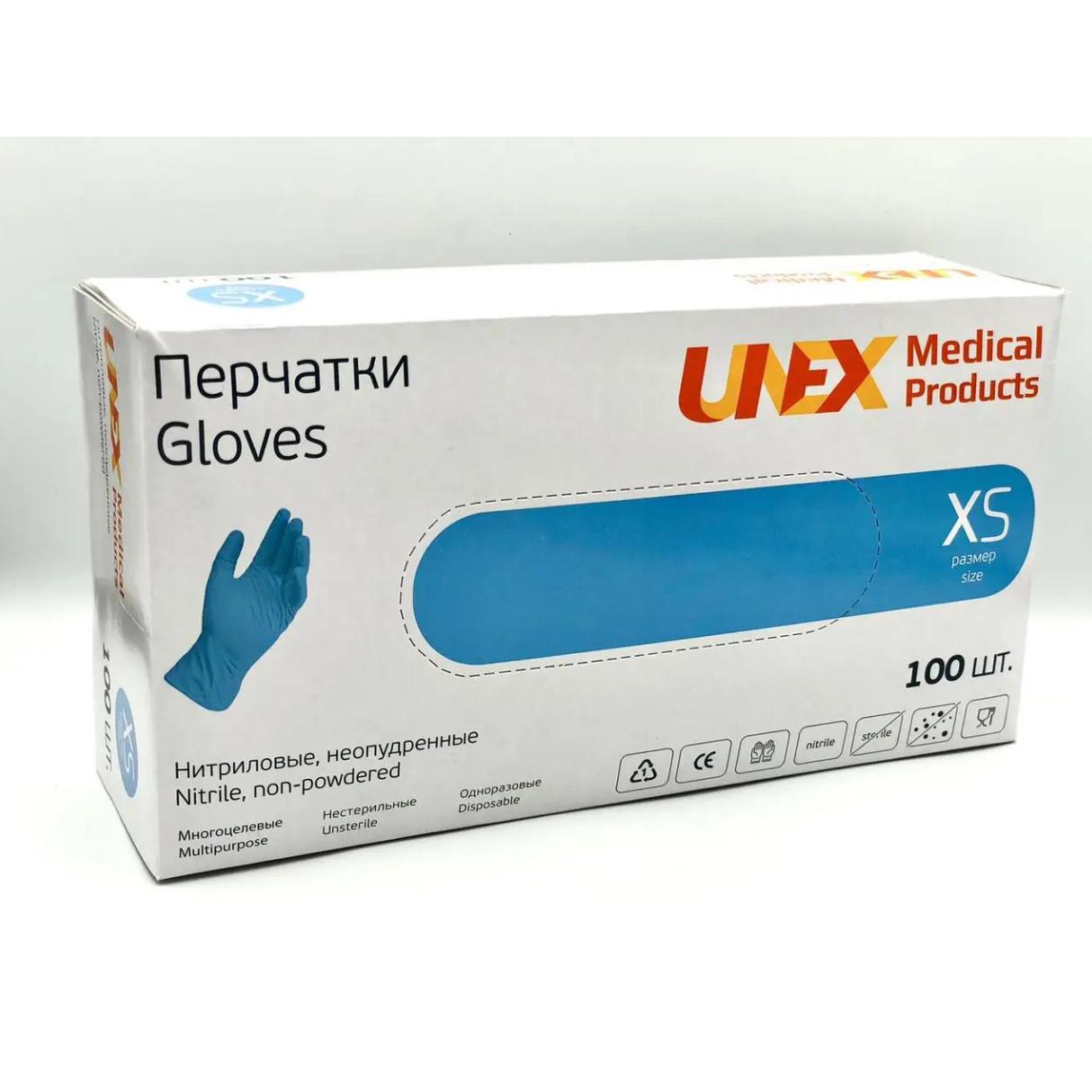 Перчатки нитриловые Unex неопудренные 4 г 100 шт. XS Синий (37268-А) - фото 3