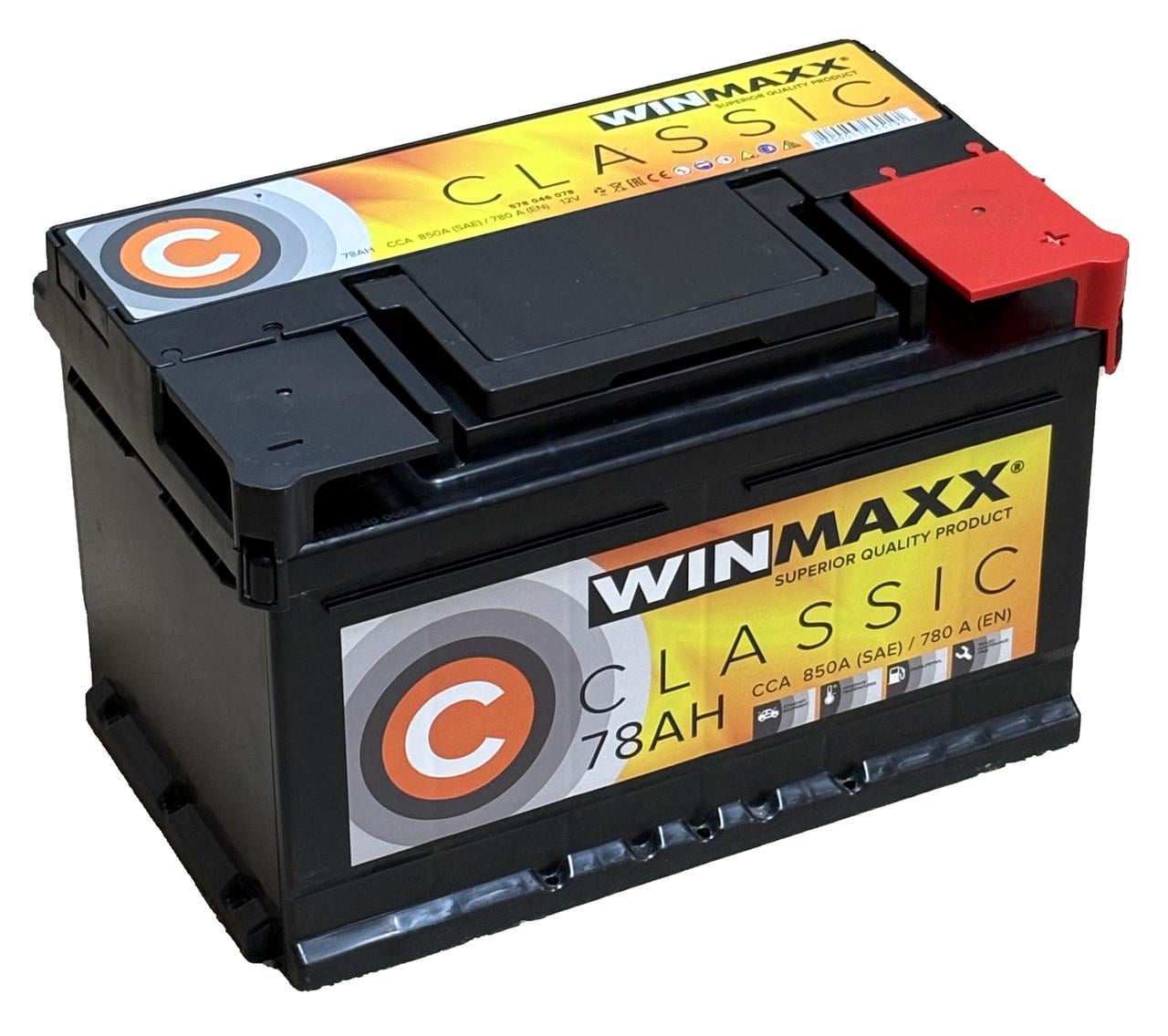 Аккумулятор автомобильный 6CT-78 WinMaxx EN780 78Ah-12V + справа 278х175х175 мм