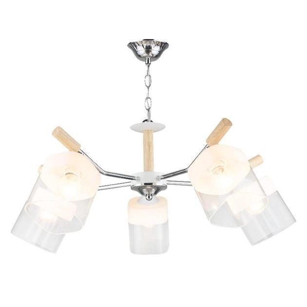 Люстра подвесная Sirius на пять квадратных плафонов Е27 IP20 LX2490-5 WT+CH Белый/Хром (28685482)