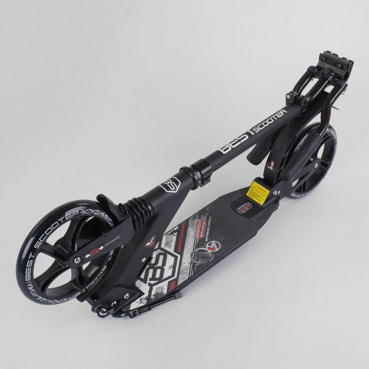 Самокат алюмінієвий Best Scooter з PU колесами та 2 амортизаторами Black/White (92089) - фото 3