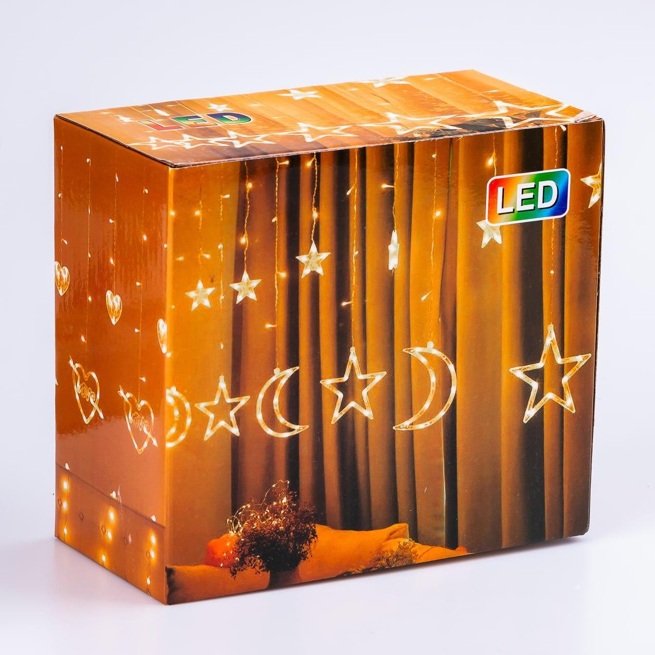 Гирлянда светодиодная штора GarlandoPro звезда и луна 108 LED 3х0,9 м (3074) - фото 8 Гирлянда светодиодная штора GarlandoPro звезда и луна 108 LED 3х0,9 м (3074) - фото 8