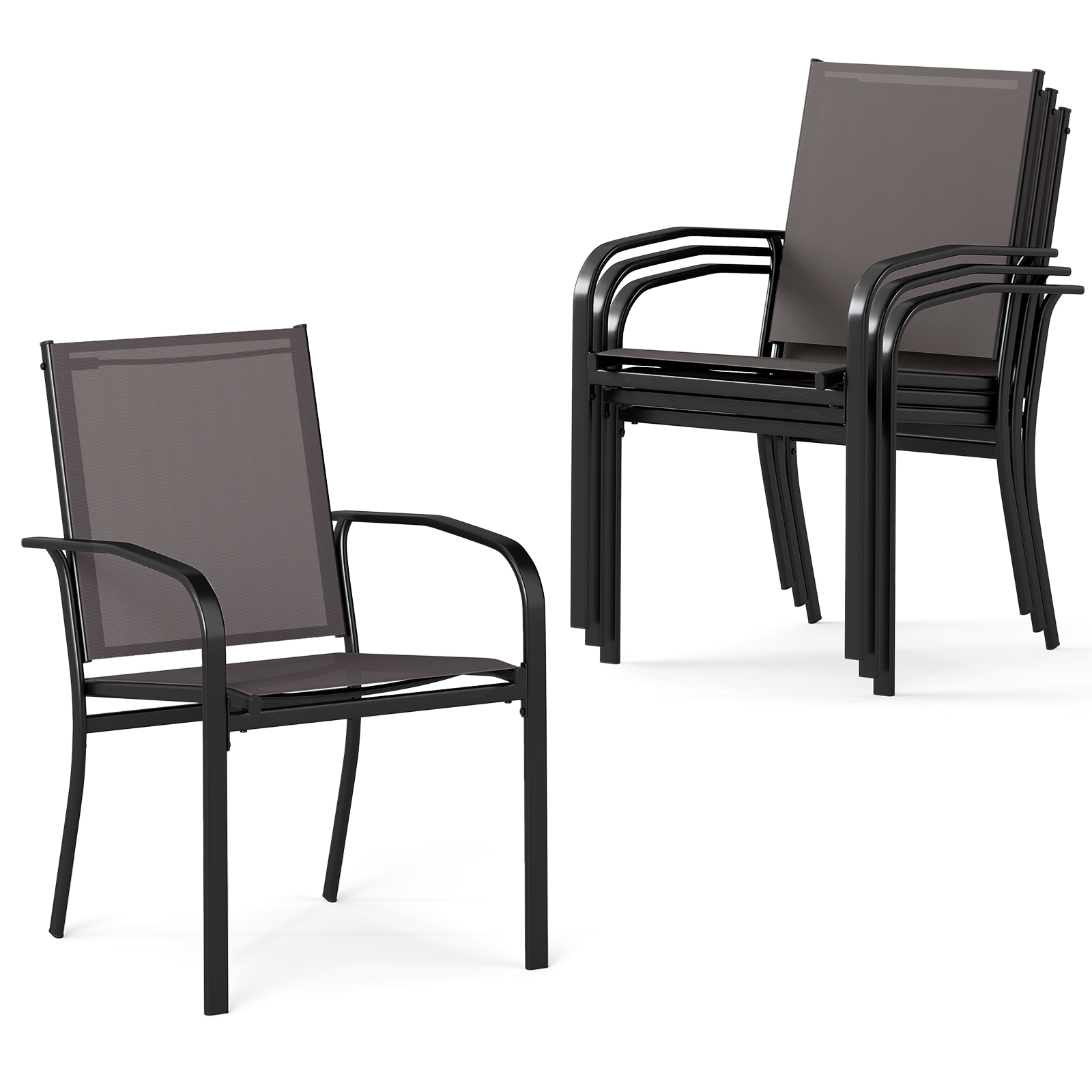 Стул садовый 57,5x61x89 см Серый (COSTWAY-01697)