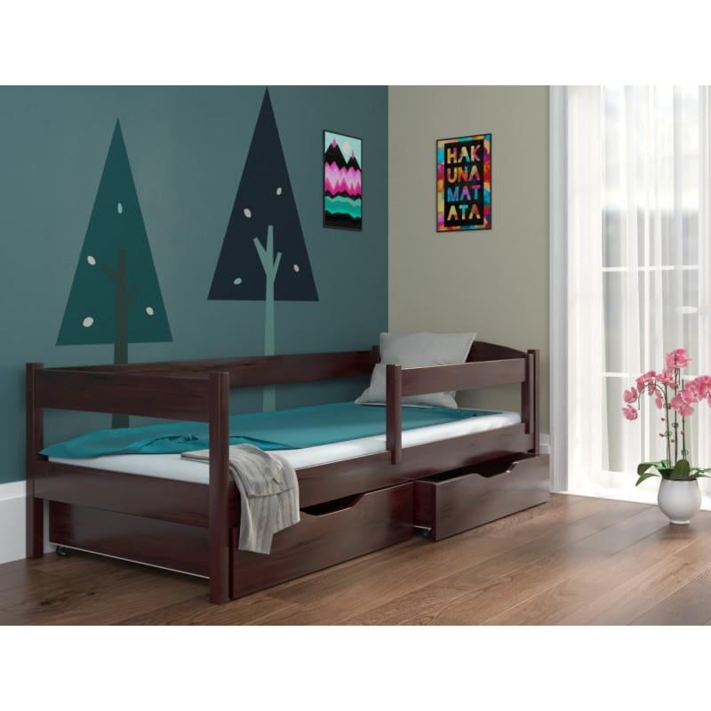 Кровать в детскую односпальная Luna mebli Мартель с бортиком/ящиками 70x140 см Палисандр (43774)
