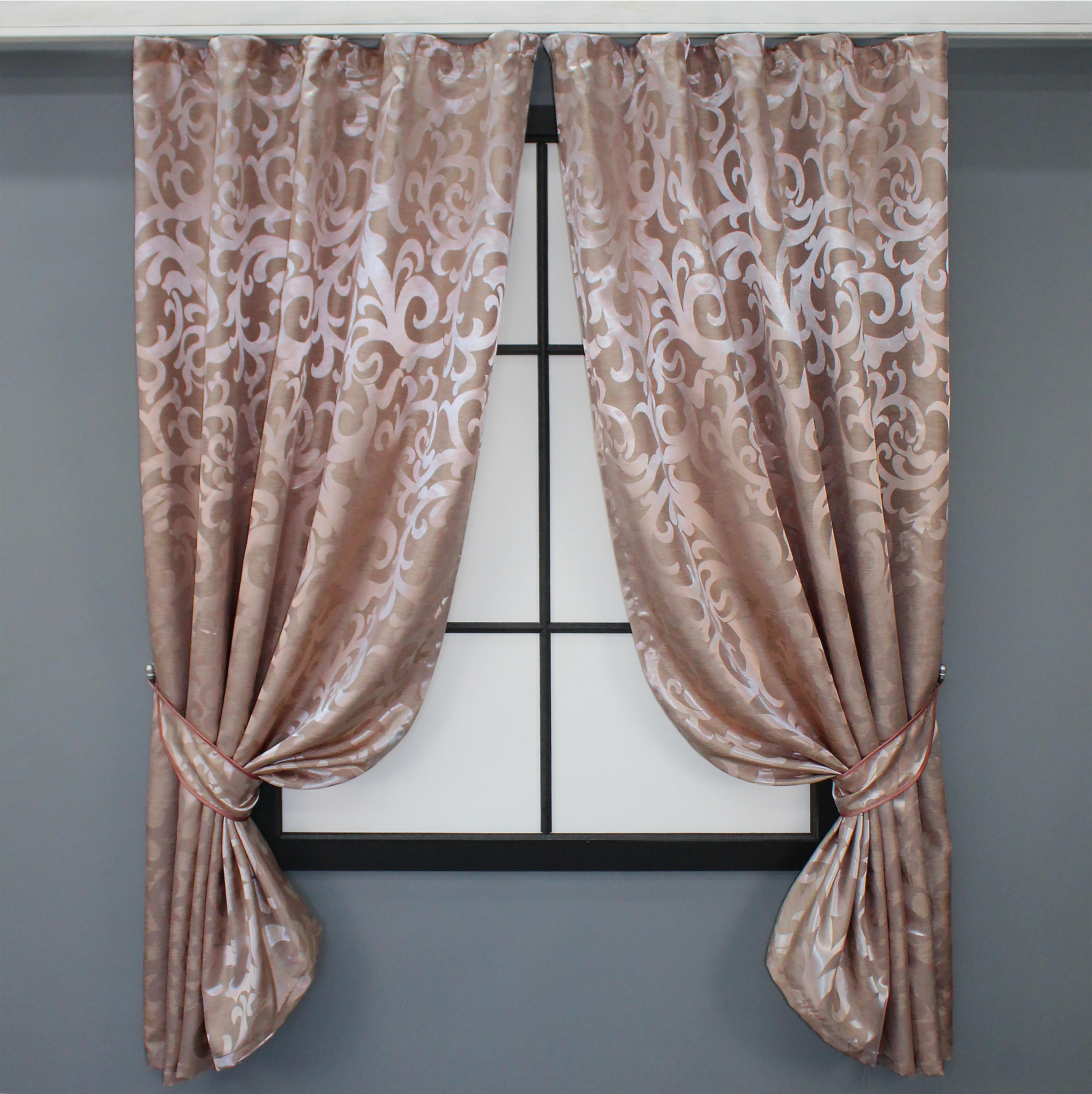 Комплект коротких штор VR-Textil жаккард Вензель № 090ш 130х170 см 2 шт. Пудровый (35-0013)