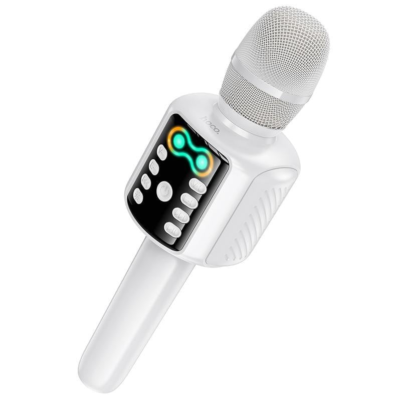 Микрофон караоке портативный Hoco L24 Shine BT5,4 5W 1200 mAh White (6942007673778)
