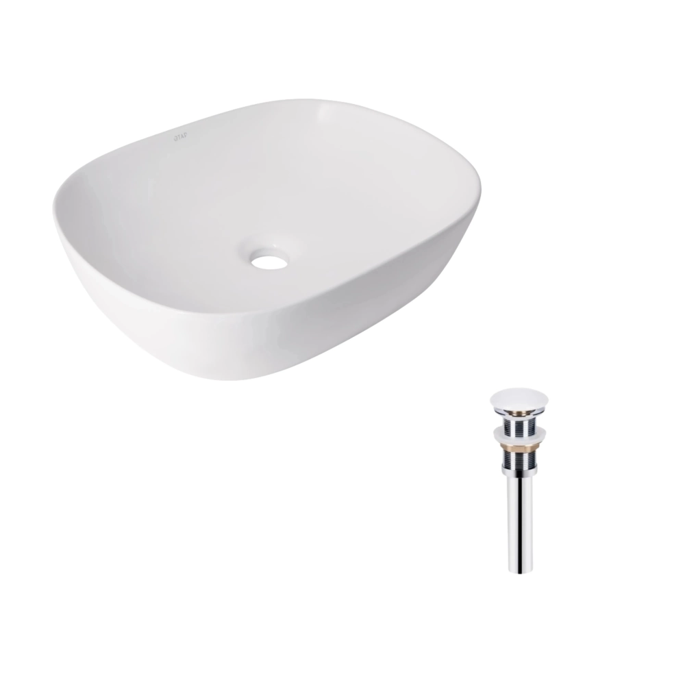 Раковина накладная Qtap Aquarius 470x380x120 мм прямоугольная с донным клапаном White (47295)