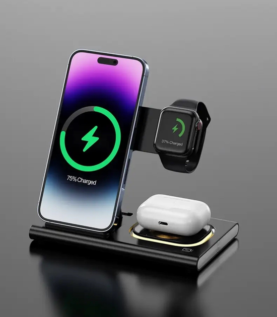 Док-станция беспроводная Magnetic Wireless Charging зарядка для iPhone/iWatch/Airpods Black (A-80) - фото 2