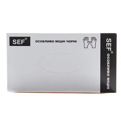 Перчатки нитриловые SEF защитные особо прочные 50 пар XL Черный (000005646)