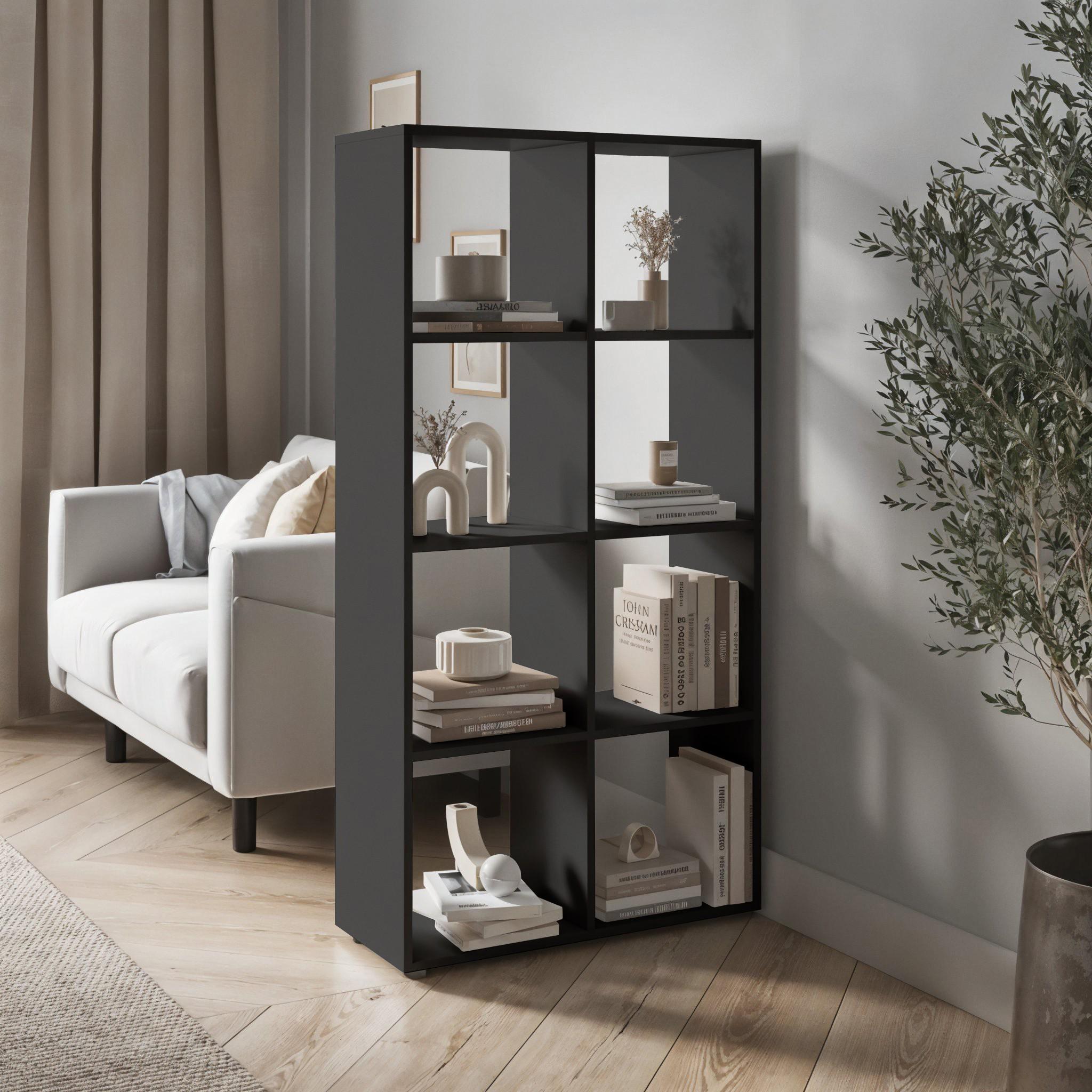 Стелаж для книг та декору на 8 комірок GP-17 720х230х1430 мм Антрацит - фото 1