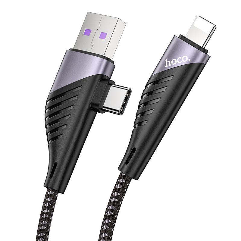 Кабель Hoco U95 2в1 Freeway PD USB/Type-C to lightning Black