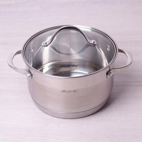 Кастрюля Kamille KM-4722S нержавеющая сталь 4,7 л Серый