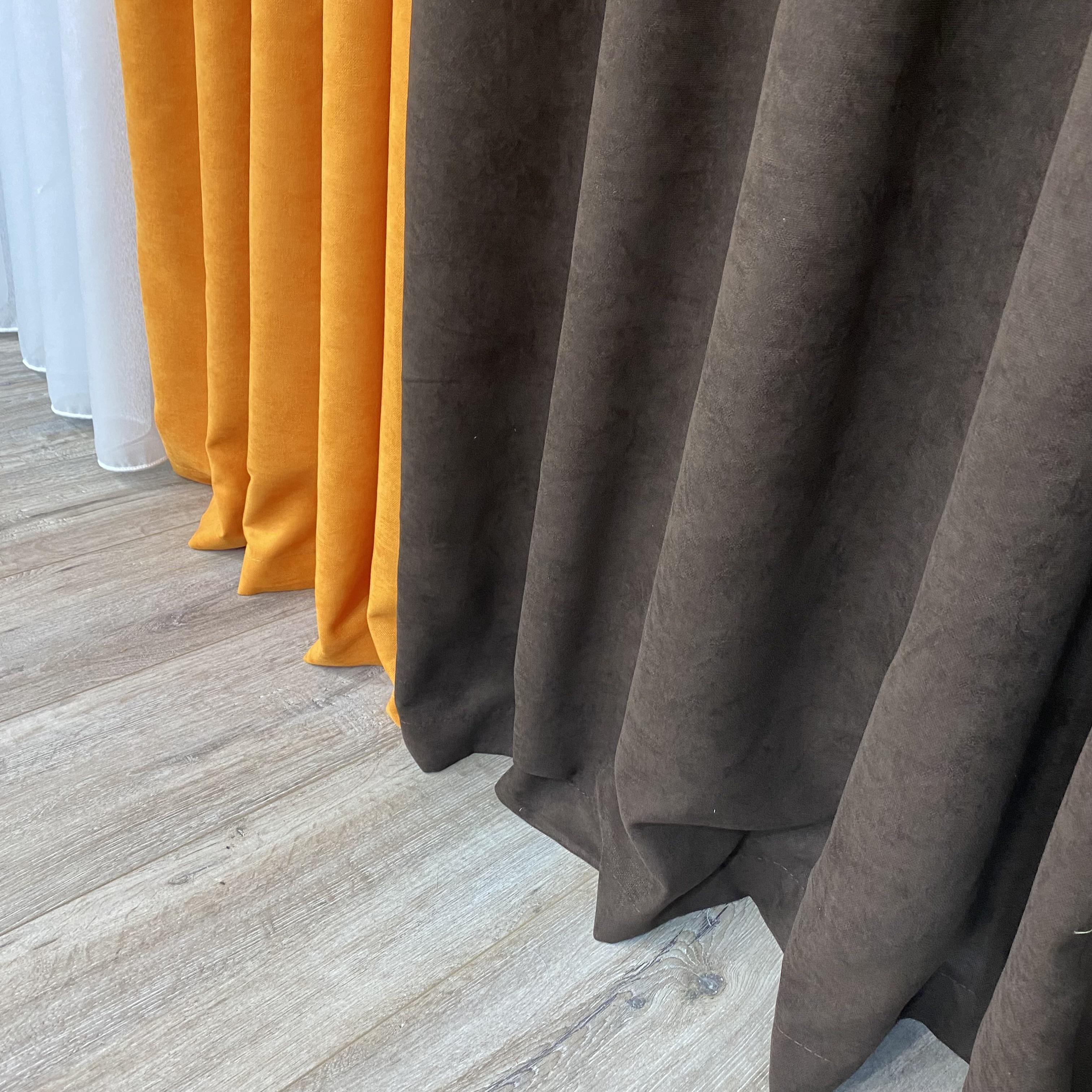 Шторы микровелюр TG Home Дуэт №450 1,50х2,70 м Шоколадно-оранжевый (450-217/207) - фото 5