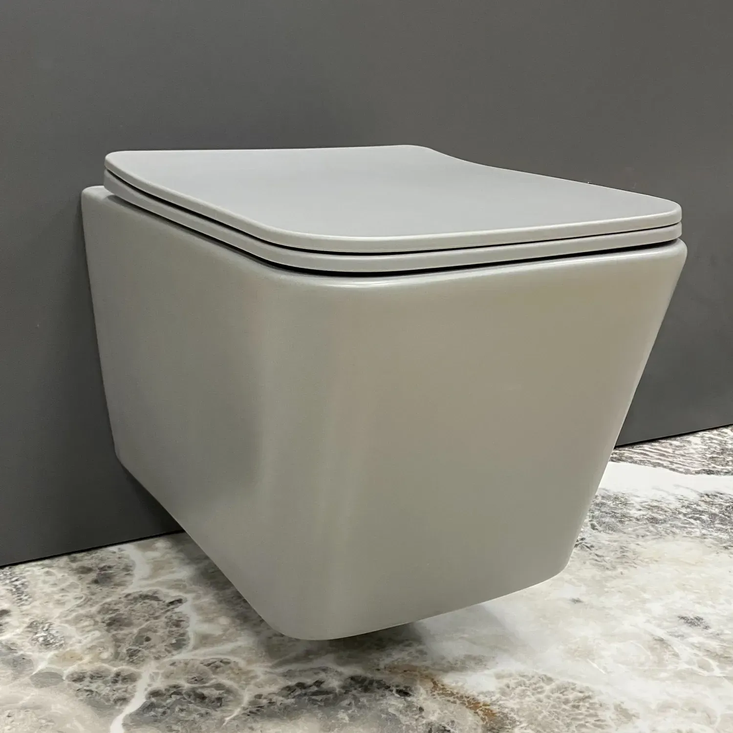 Унитаз подвесной VBI Caprera 505х360х310 без ободка с сиденьем Soft-close Серый матовый (VBI-020303)