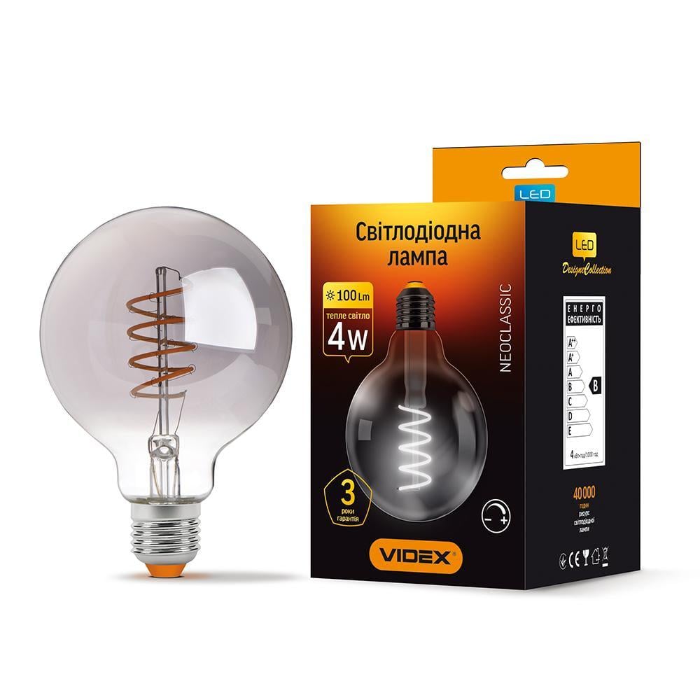 LED-лампа Videx Filament G95FGD 4W E27 2100K (27844433)