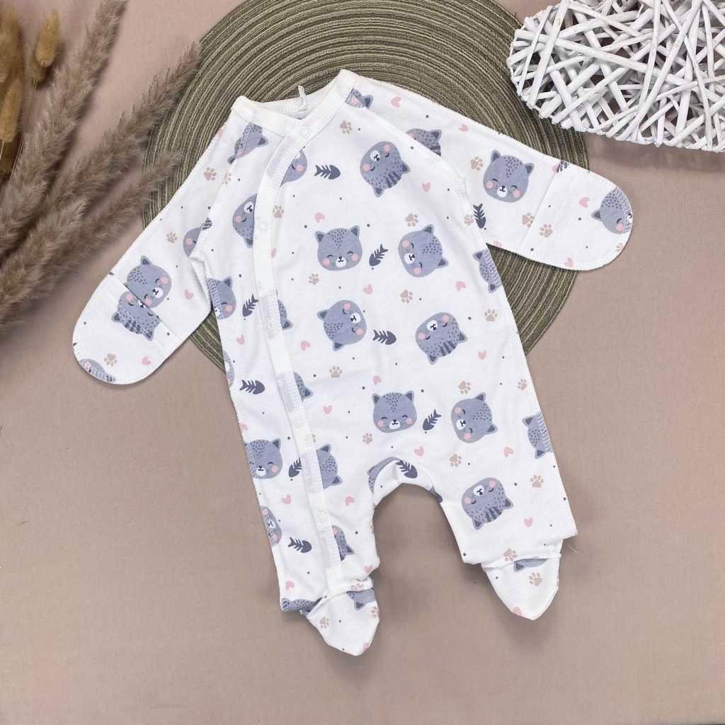 Комбинезон RoyalBaby Котики байка р. 62 Серый (143936-19304)