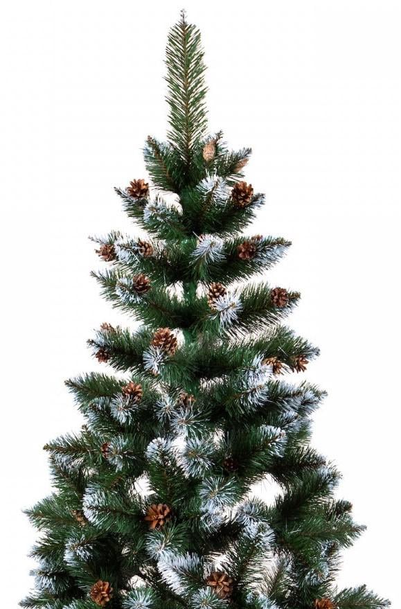 Ялинка штучна Лідія 130 см + шишки Зелений з білими кінчиками - фото 2 Ялинка штучна Лідія 130 см + шишки Зелений з білими кінчиками - фото 2