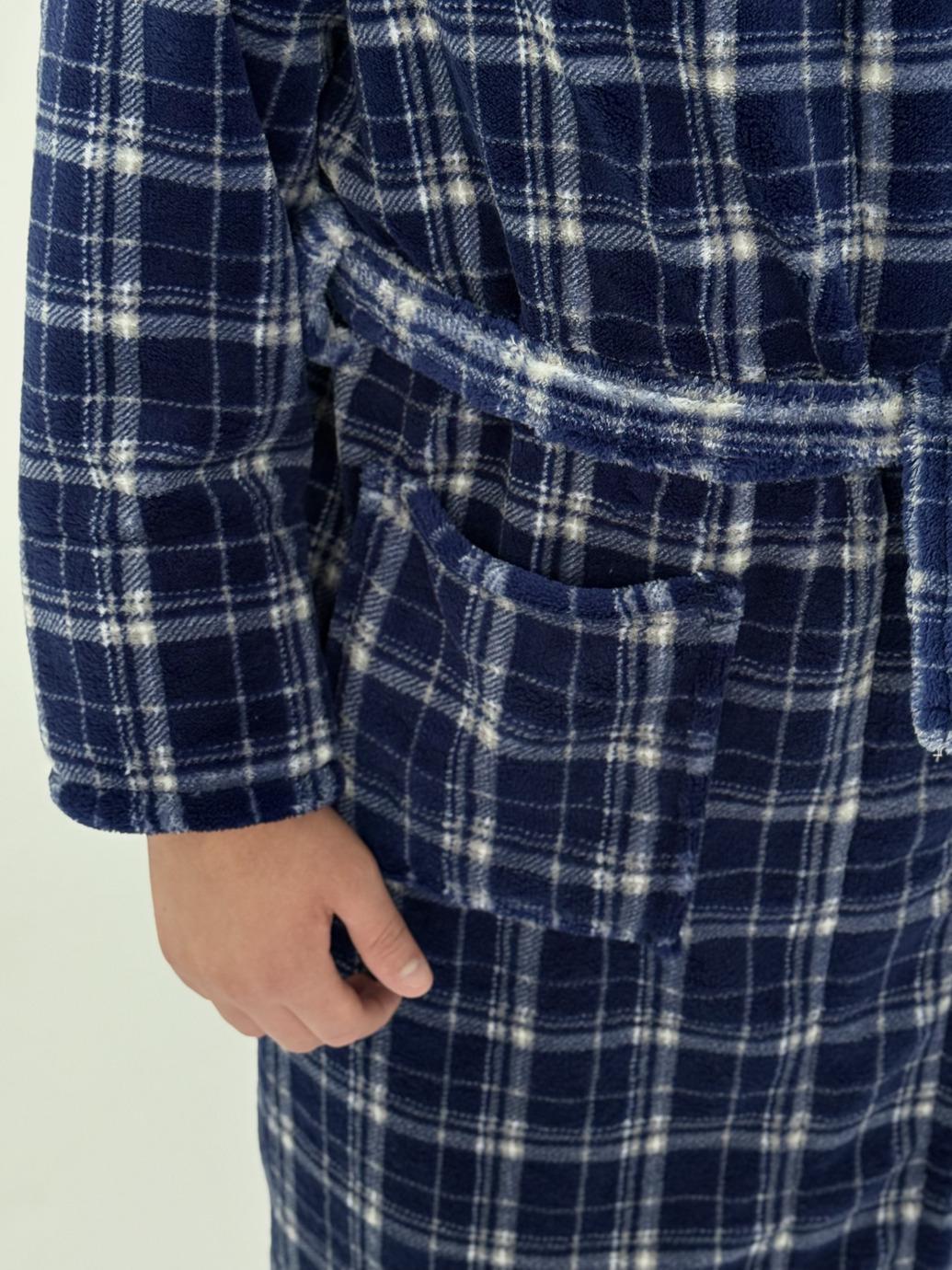 Халат чоловічий UT Store 6XL у клітину Синій (HTM01) - фото 4 Халат чоловічий UT Store 6XL у клітину Синій (HTM01) - фото 4