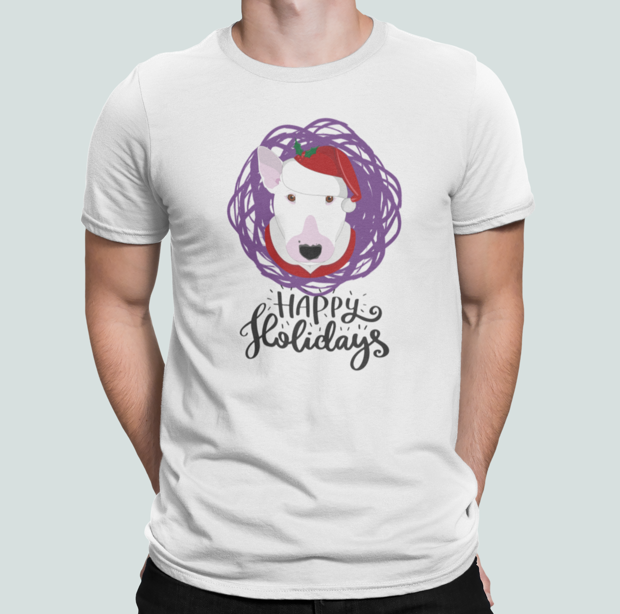 Футболка чоловіча новорічна Stedman з принтом Бультер'єр XXXL Білий (НГ54-12)