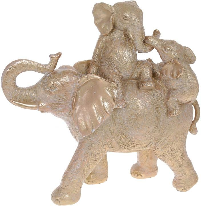 Декоративная статуэтка Слониха с детьми 32х13,5х29,5 см полистоун Золото (BD-SG37-845)