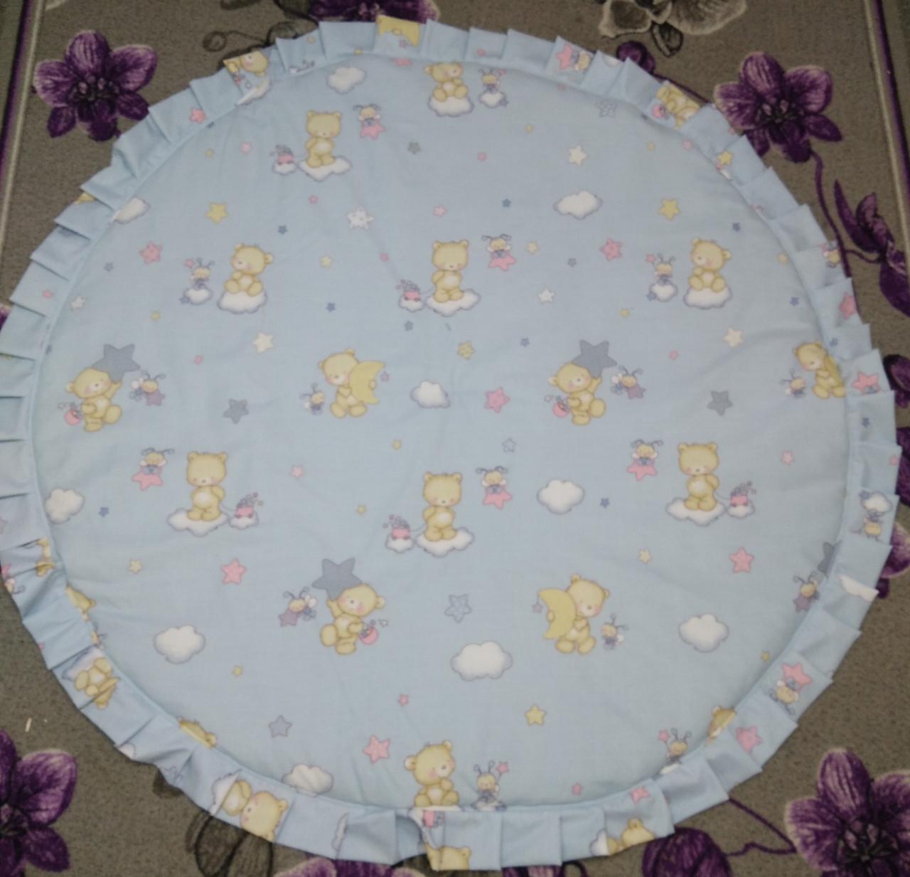 Игровой коврик Мишки/Звезды с рюшем Голубой/Белый (1772219548)