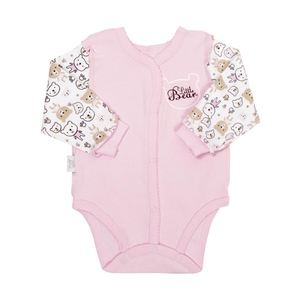 Боди детское хлопковое для девочки на кнопках Gabbi BD-MD Мишки 62 см Розовый (11058)