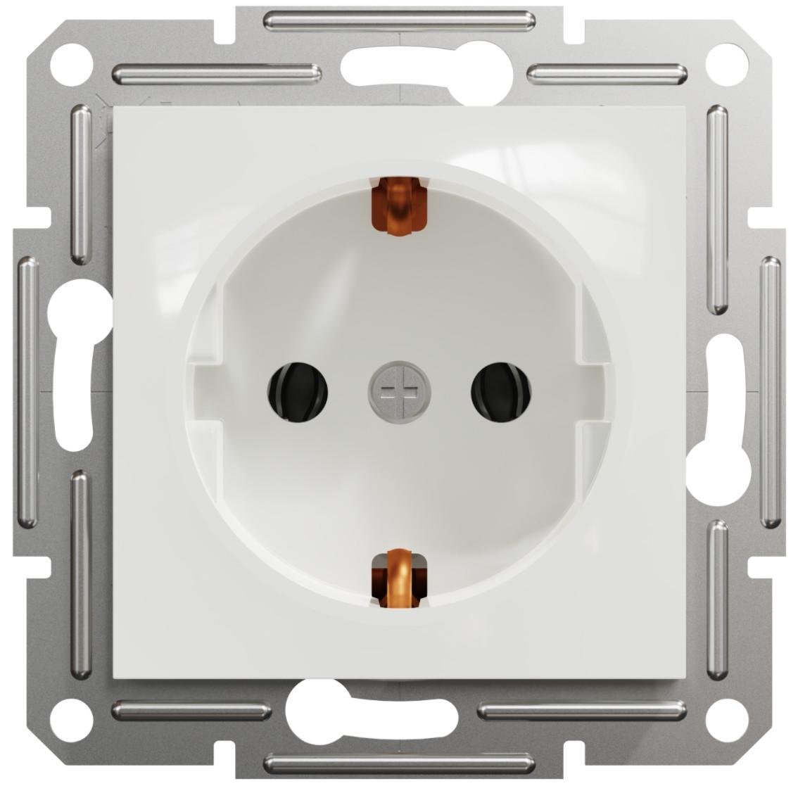 Розетка одинарная с заземлением Schneider Electric Asfora Белый (00000025448)