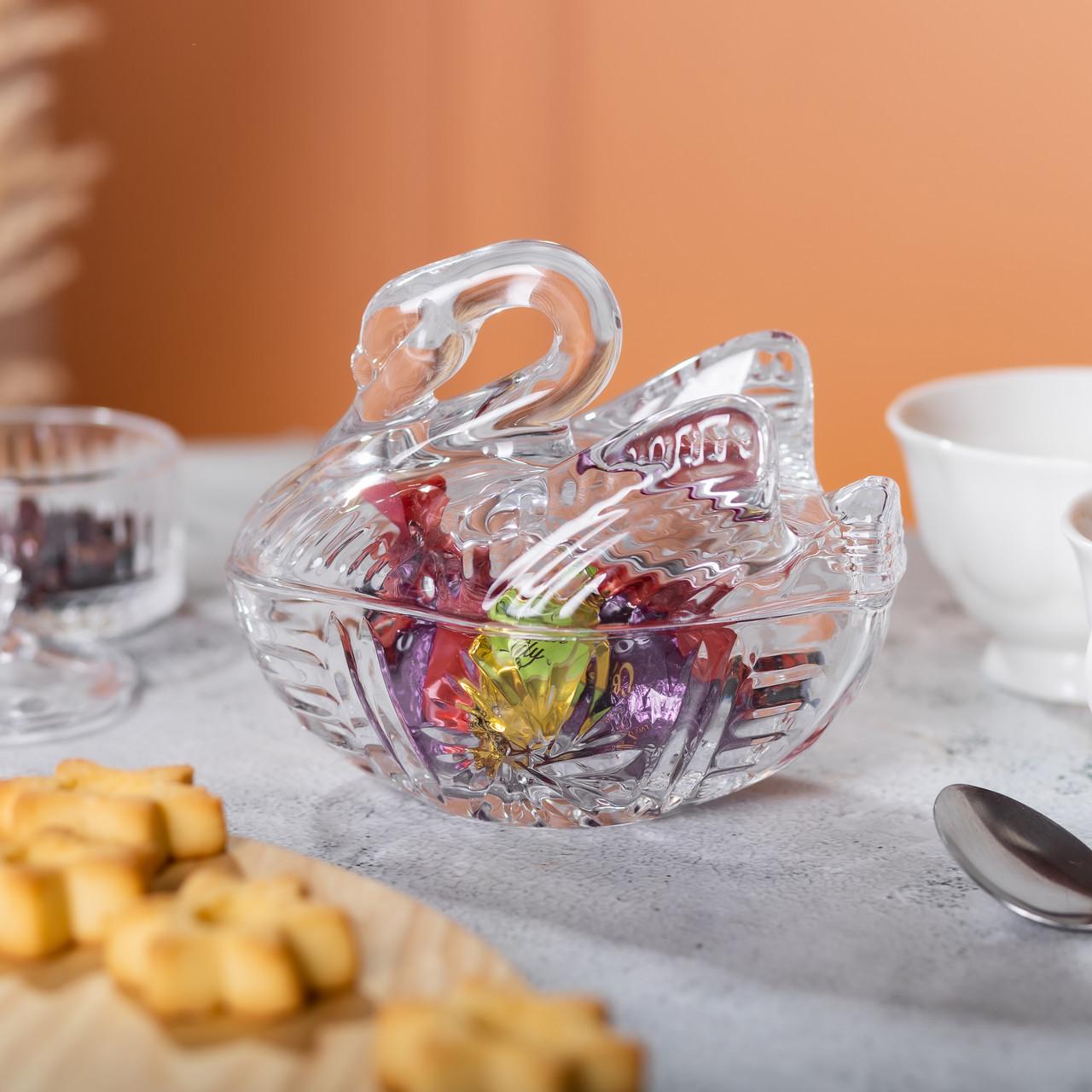 Конфетница стеклянная с фигурной крышкой HP-YH-40 14х9х11 см (A-033641) - фото 6 Конфетница стеклянная с фигурной крышкой HP-YH-40 14х9х11 см (A-033641) - фото 6