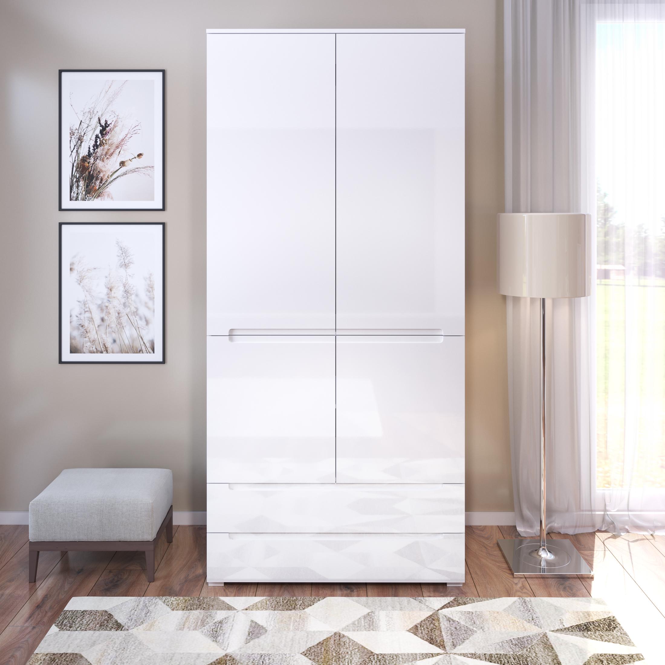 Шкаф Blonski Hill Q 2150х998х580 мм Нимфея альба/Белый снег глянец