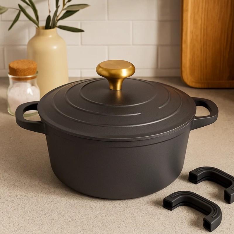 Каструля Edenberg EB-12093 з мармуровим покриттям та металевою кришкою 4,4 л 24х12 см Чорний (EB-12093)