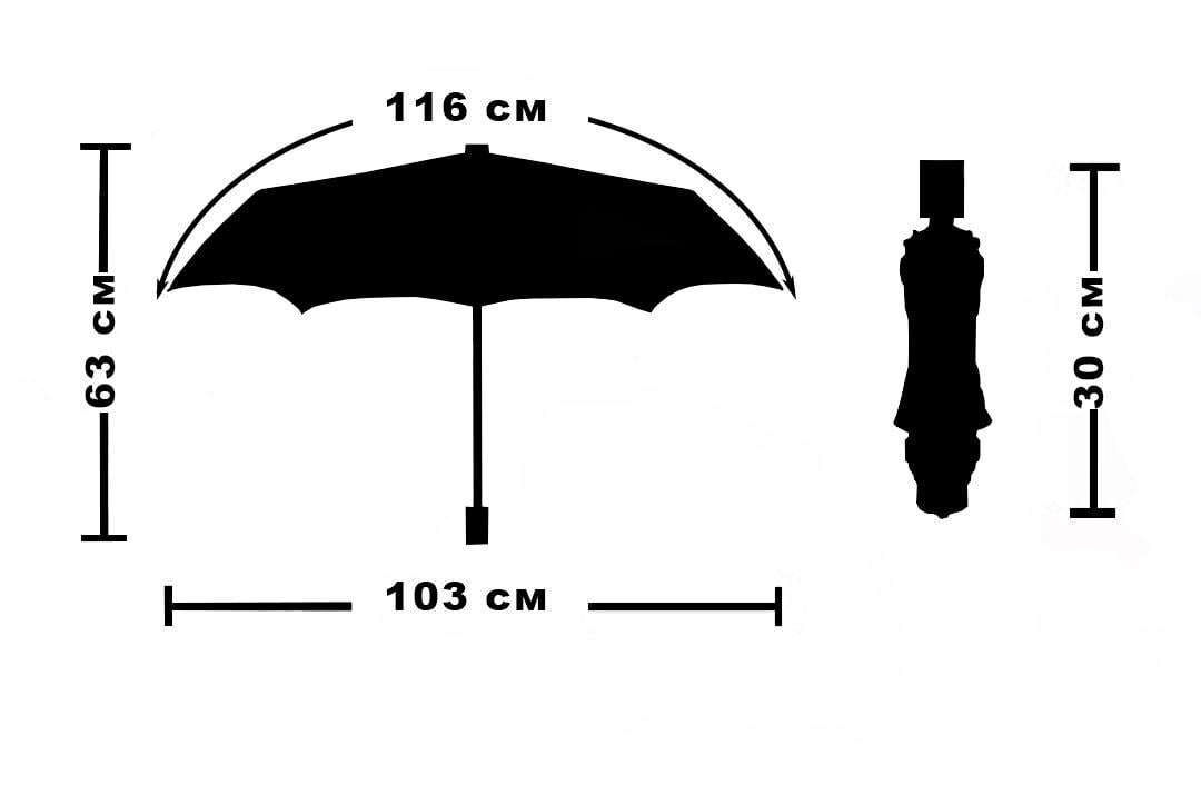Парасолька складна Три Слона повний автомат Чорний (135T-01) - фото 6