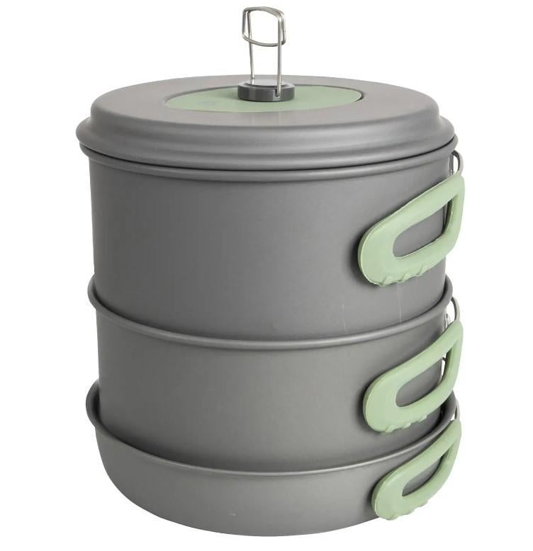 Набір посуду Bo-Camp Explorer XL 4 Pieces Hard Anodized Grey / Green. - фото 2 Набір посуду Bo-Camp Explorer XL 4 Pieces Hard Anodized Grey / Green. - фото 2